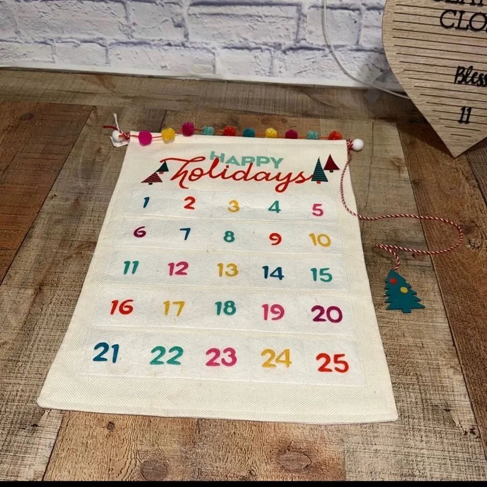 Destination Holiday Happy Holidays Felt Advent Calendar Wall Decor,